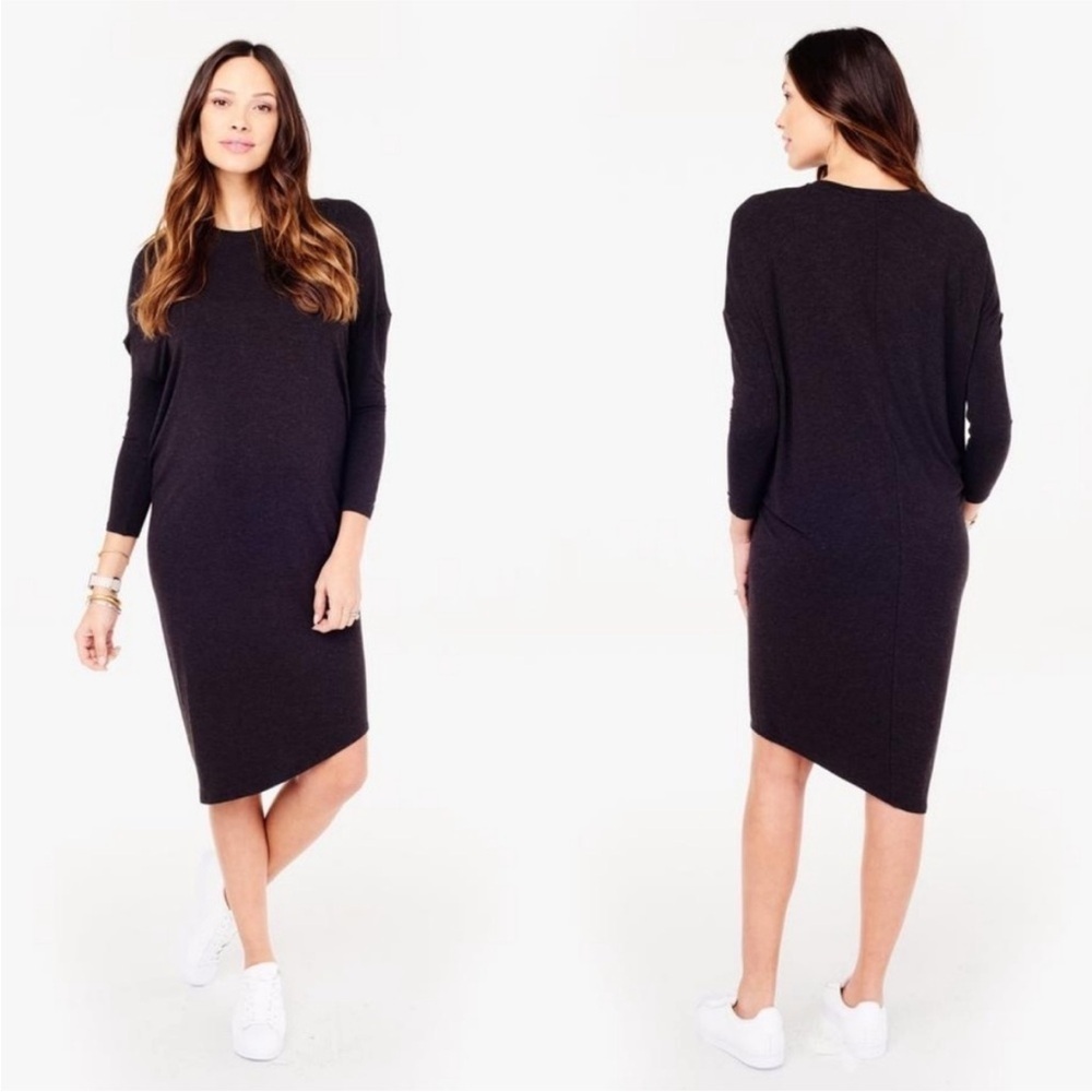 NWT INGRID & ISABEL Charcoal Quarter Sleeve Asymmetrical Maternity Dress